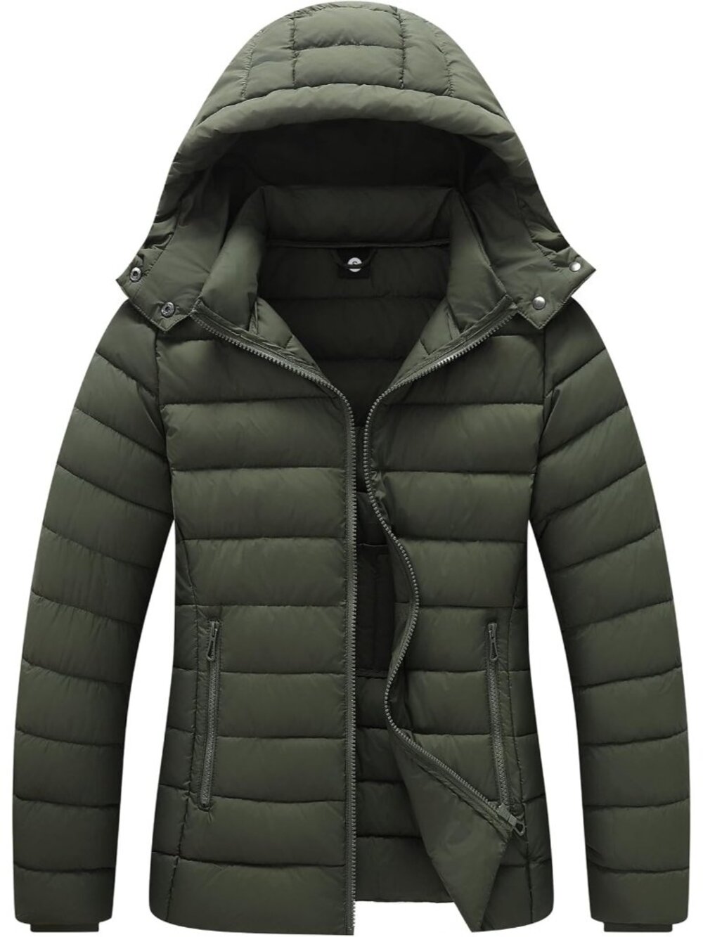Women's Army Green Lightweight Waterproof Puffer Jacket Warm For Cold Winter